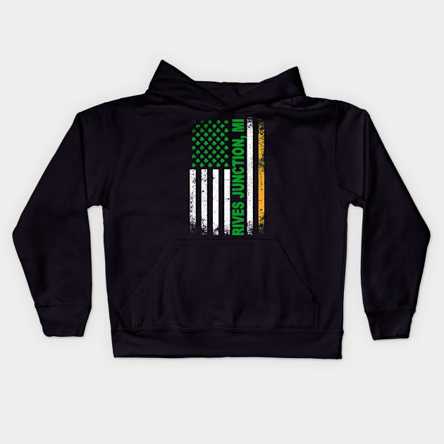 Irish American Flag RIVES JUNCTION, MI Kids Hoodie by Curry G